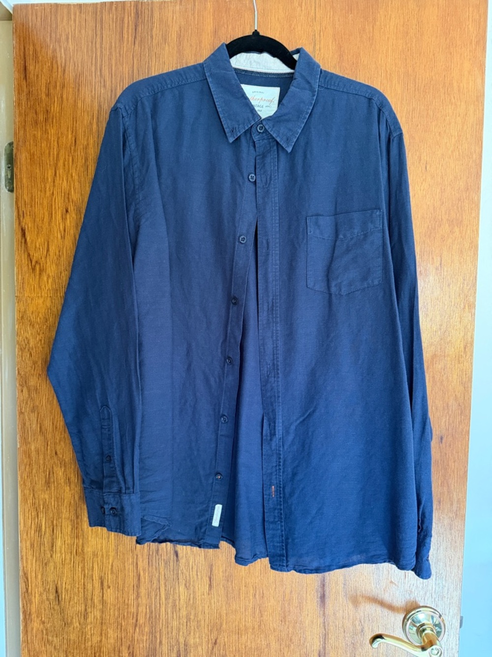 Weatherproof Navy and Cream Shirt with Vintage Label